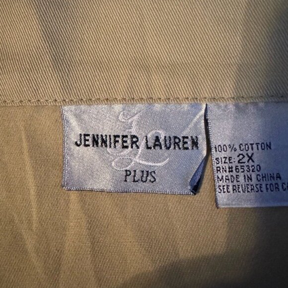 Vintage Jennifer Lauren Button Up Midi Skirt Size 2X Academia Tan Preppy Twee - Picture 4 of 7